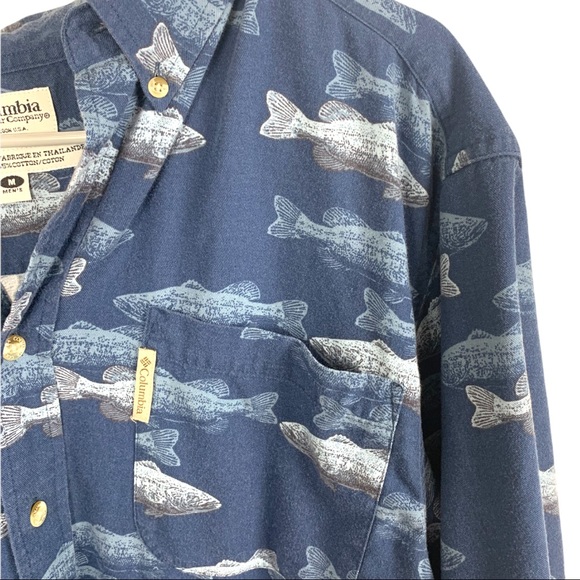 Columbia Fisherman Button Down Short Sleeve Shirt | Blue | Men’s Size Medium - Picture 4 of 5
